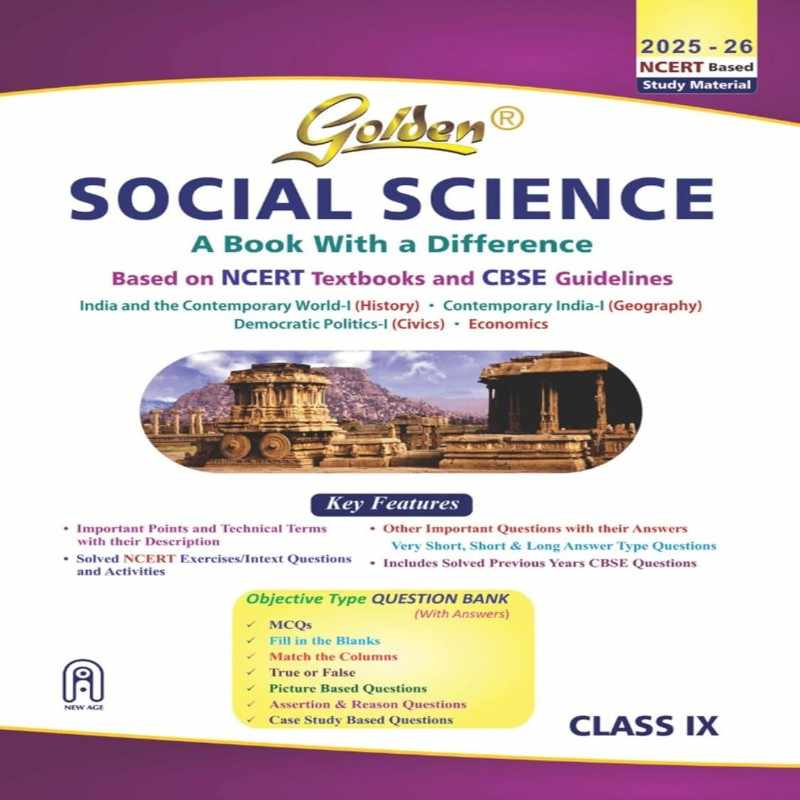 Golden Social Science Class 9th CBSE Guide | Complete SST Book with Solved Papers & Practice Questions