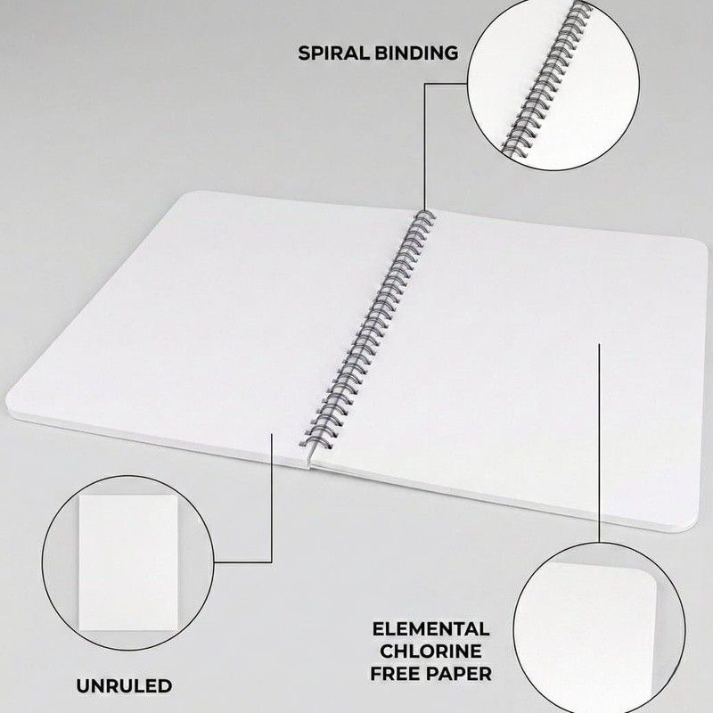 Bhulakkad Transparent Cover Spiral Notebook | Pack of 4 | 200 Plain Pages | 65 GSM Premium Paper | For Students